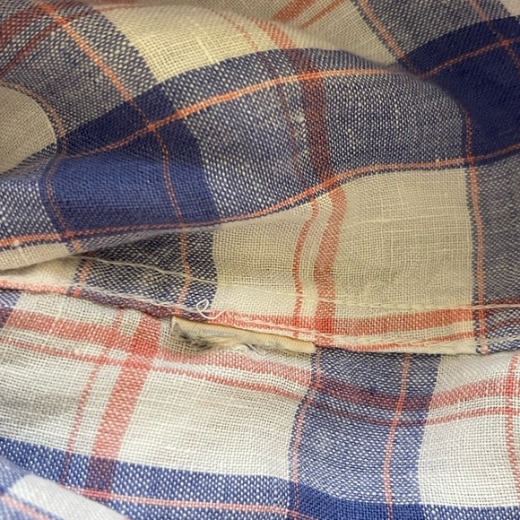 Women’s L.L. Bean blue, white & pink plaid 100% linen button down shirt Small - Picture 4 of 4